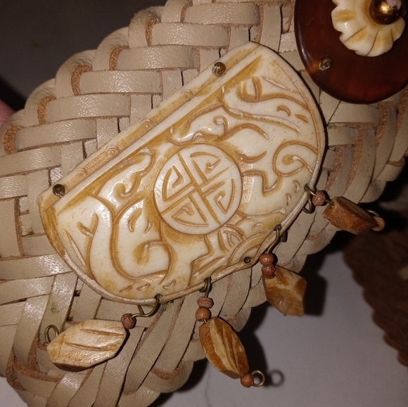 Vintage Waldorf creations Miami Woven Leather Belt w Inca Accent detailing - Picture 7 of 10